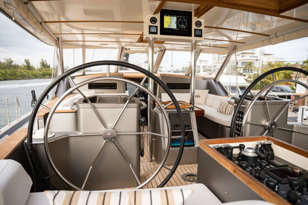 Interior Sailing yacht cockpit