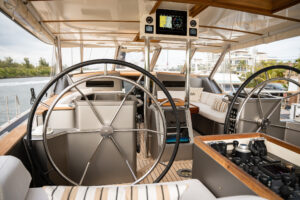 Interior Sailing yacht cockpit
