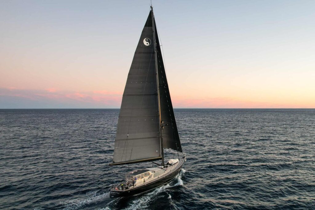 Sailing yacht smith at sunset