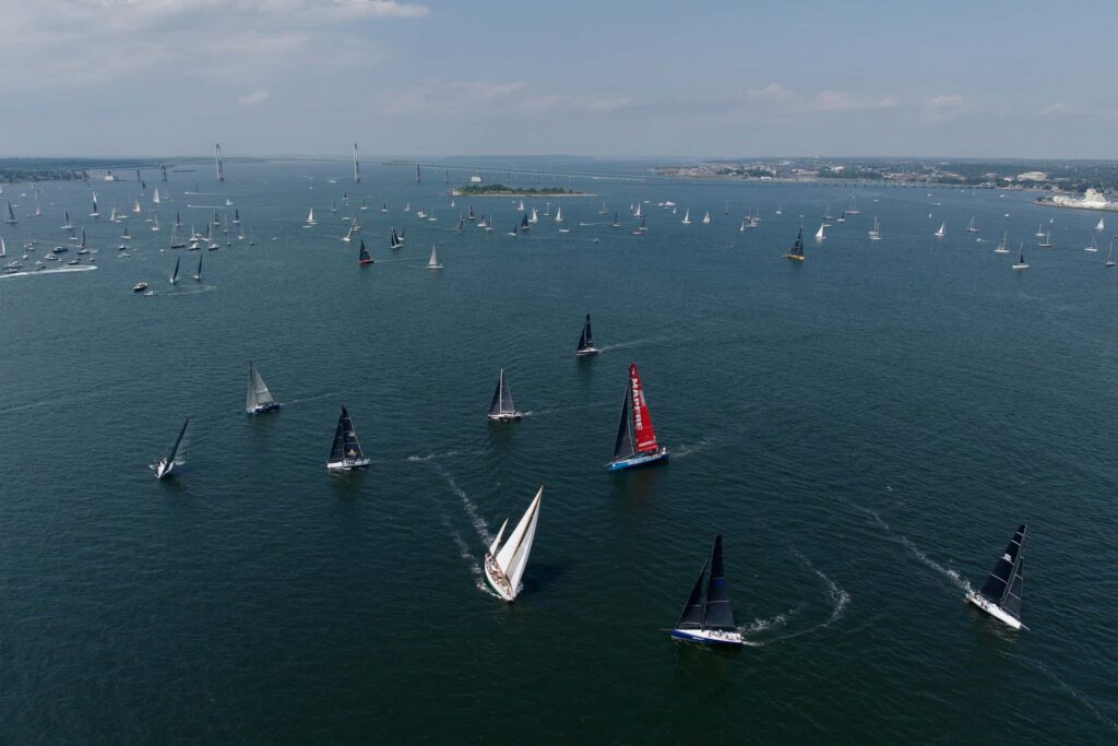 Sailing fleet racing at Newport ri Bermuda race