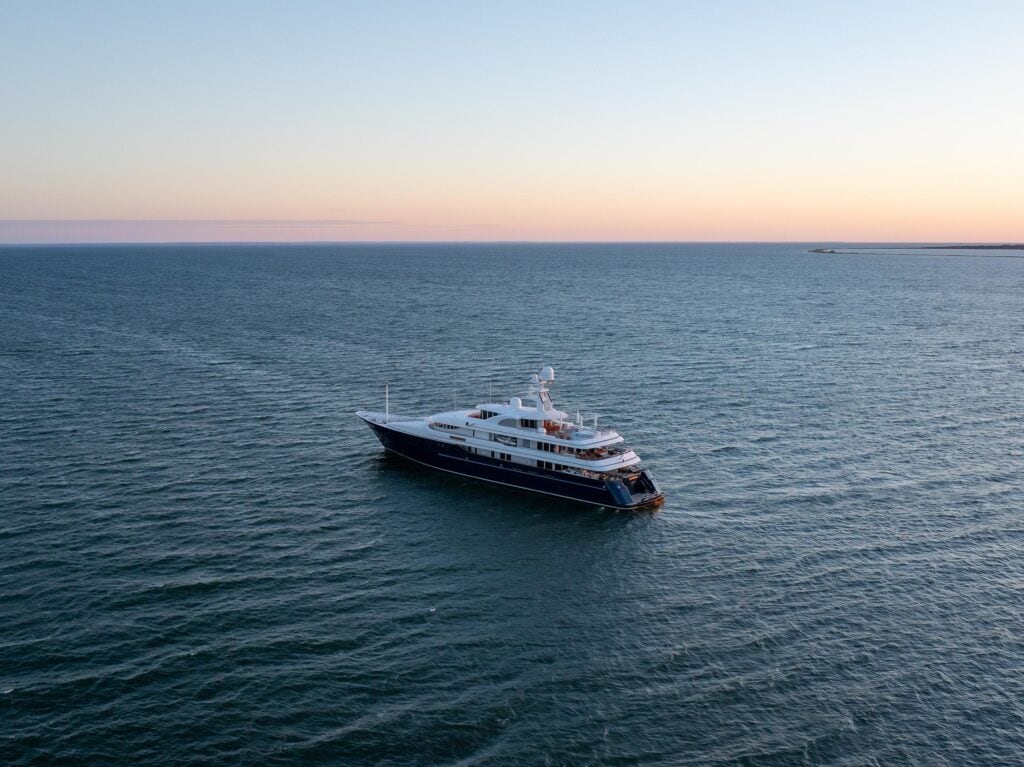 Motor vessel under way on open water off Martha's Vineyard, Massachusetts